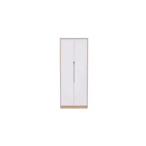 Image of Welcome Furniture Barquero Tall Plain Wardrobe - White Matt and Bardolino Oak