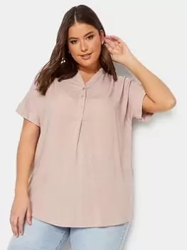 Image of Yours Yours Half Placket Blouse, Pink, Size 16, Women