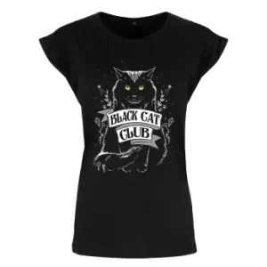 Image of Grindstore Womens/Ladies Black Cat Club Premium T Shirt (L) (Black)