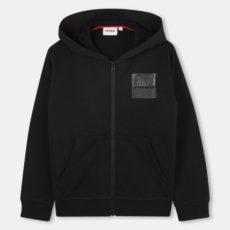 Image of Hugo Kids Split Zip Hoodie Black male 8Y