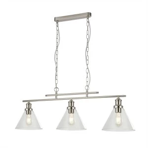 Image of 3 Light Pendant Chrome, Glass Shade, E27