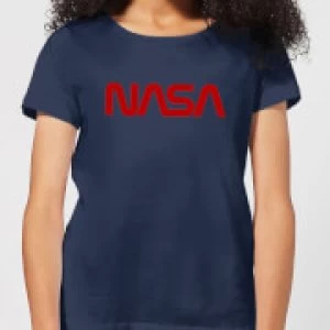 image of NASA Worm Red Logotype Womens T-Shirt - Navy - S