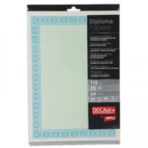 image of Decadry A4 Helicoid TurquoiseBlue B Certificate Paper 115gsm Pack of