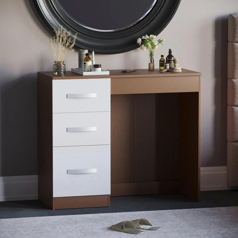 Image of Lassic Vida Designs Hulio 3-Drawer Dressing Table Walnut & White unisex 3 Drawer