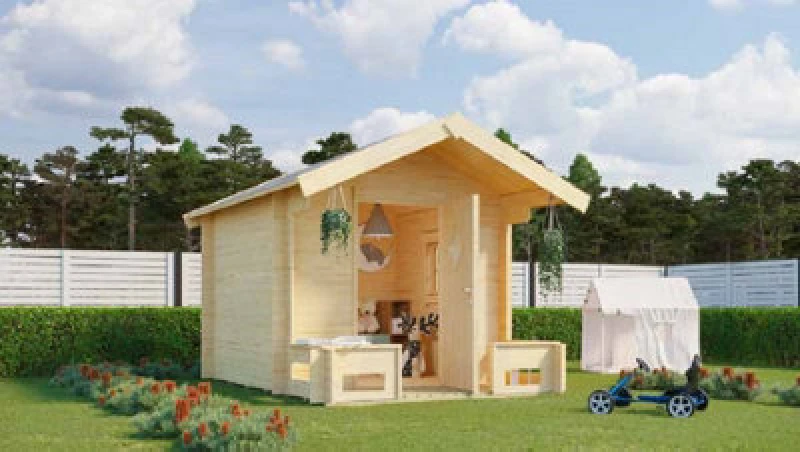 Image of Lasita Maja Pinocchio-Log Cabin, Wooden Garden Room, Timber Summerhouse, Home Office - L219.4 X W270 X H188.1 Cm