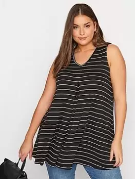 Image of Yours Stripe Pleat Vest - Black, Size 26-28, Women
