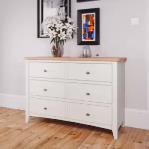 Image of Kettle Interiors Two Tone Oak & White 6 Drawer Chest of Drawers