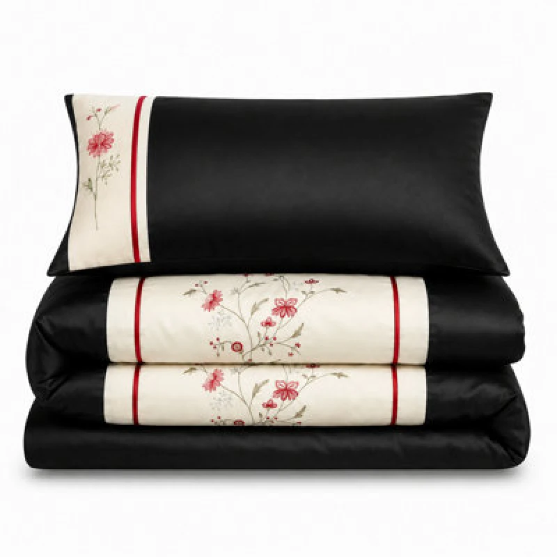 Image of Intimates Black Cream Sapphire Duvet Cover And Pillowcase Set Double