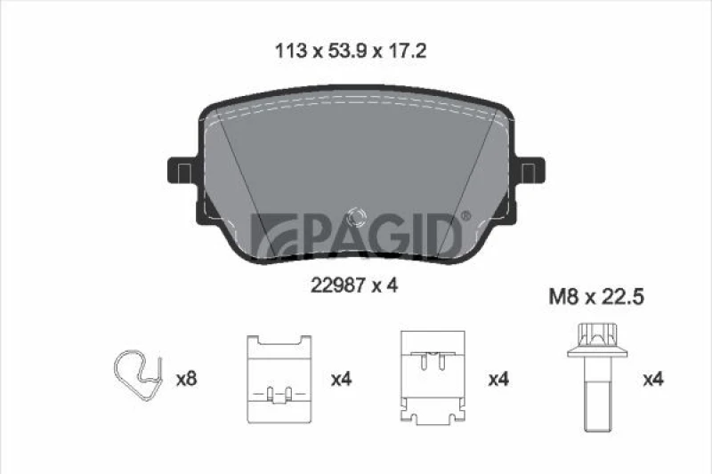 Image of PAGID T2797N Brake pad set not prepared for wear warning indicator, with accessories, with brake caliper screws Brake Pad Set,disc brake (402)