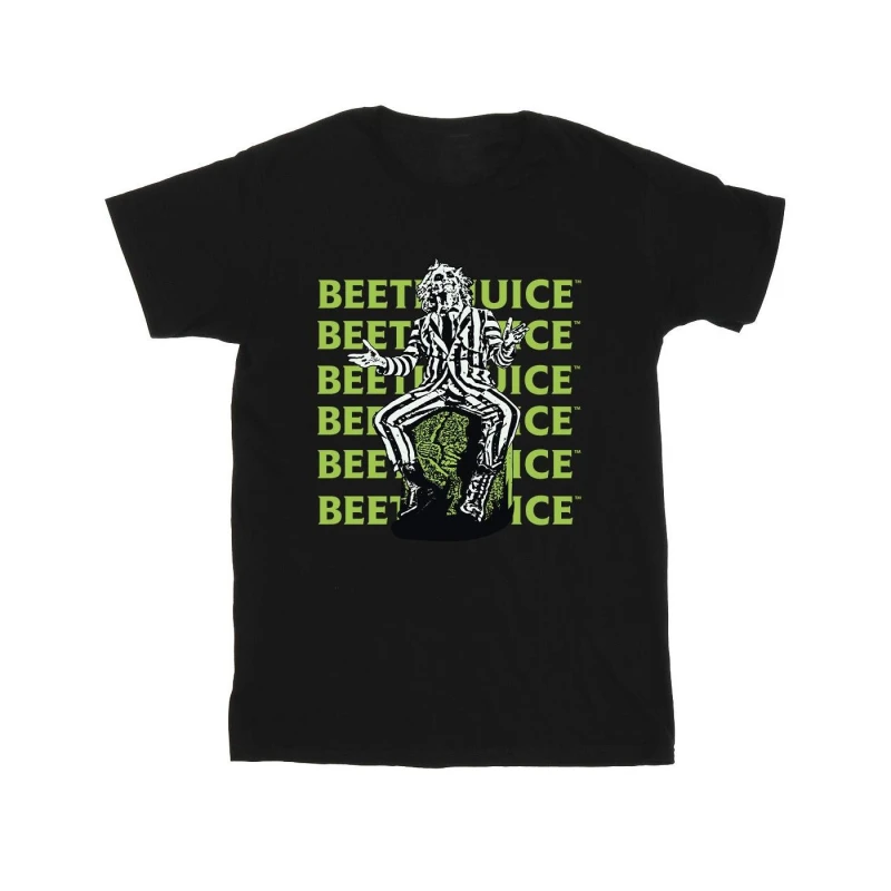 Image of Beetlejuice Beetlejuice Men Pose Cotton T-Shirt in Black Size: Small Black S Male 5063376716543
