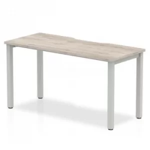 Image of Single Silver Frame Bench Desk 1400 Grey Oak