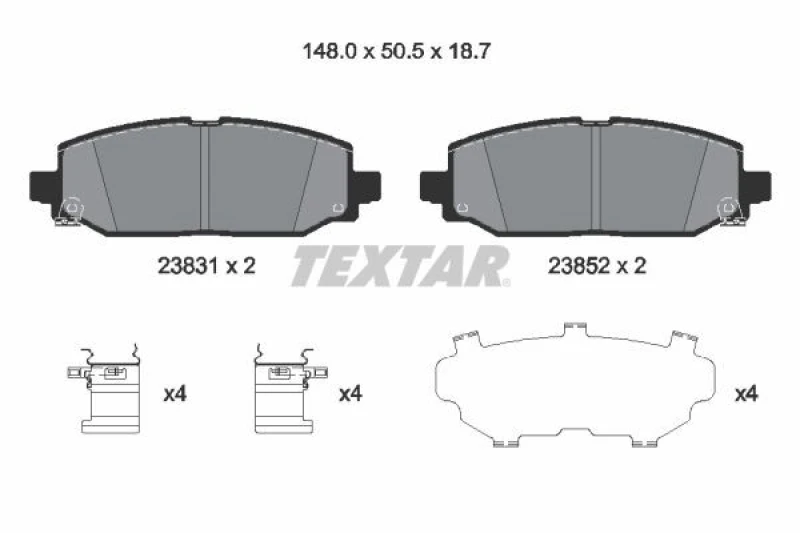 Image of Brake pad set TEXTAR 2383101