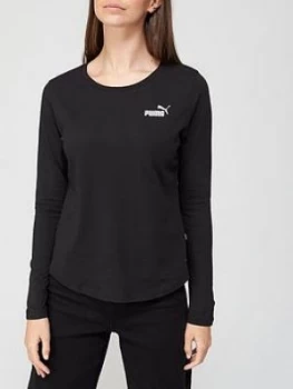 Puma Essential Long Sleeve Tee - Black, Size S, Women