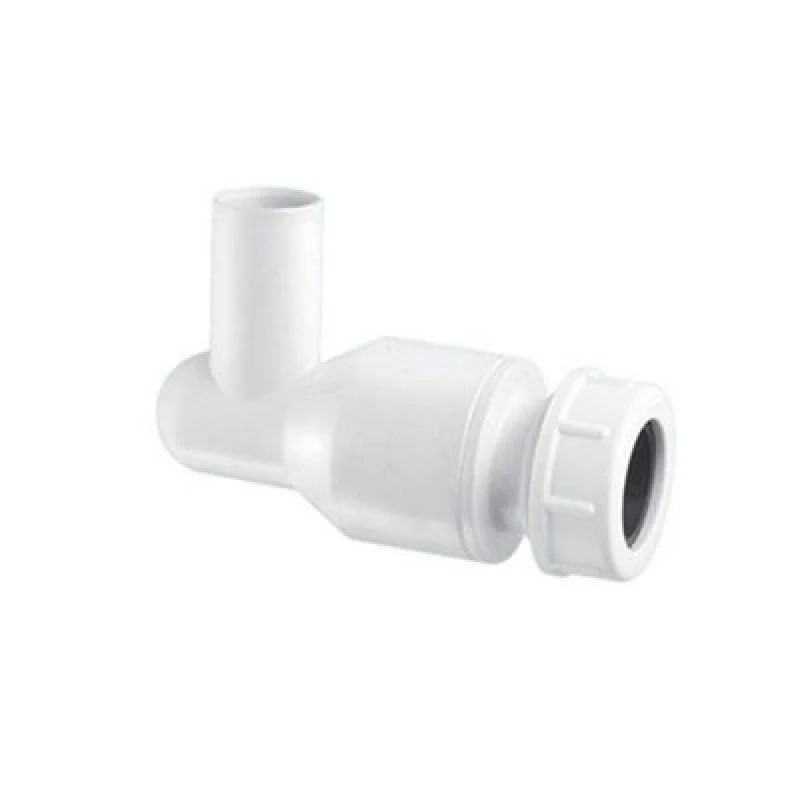 Image of McAlpine R29-NRV 90° Elbow with integral Non-Return Valve Plain Tail Inlet x 19/23mm Universal Outlet White