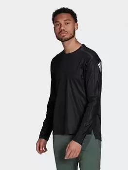 Image of adidas Workout Pu-coated Long-sleeve Top, Black, Size S, Men