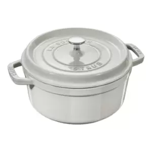 image of Staub La Cocotte 24cm round Cast iron Cocotte white truffle