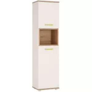 image of 4Kids Tall 2 Door Cabinet in Light Oak and white High Gloss lemon handles