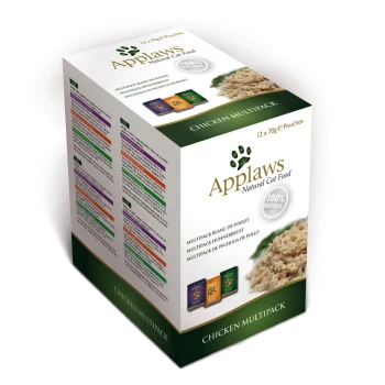 Image of Applaws Cat Pouches Mixed Pack in Broth 70g - Chicken Selection 12 x 70g