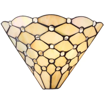 image of Interiors Pearl - 1 Light Indoor Wall Uplighter Dark Bronze with Tiffany Glass, E14