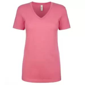 Image of Next Level Womens/Ladies Ideal V-Neck T-Shirt (L) (Hot Pink)