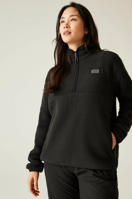 Image of Dare 2b Womens Slide Out Half Zip Borg Fleece in Jet Black Size: 12 Jet Black Female 12