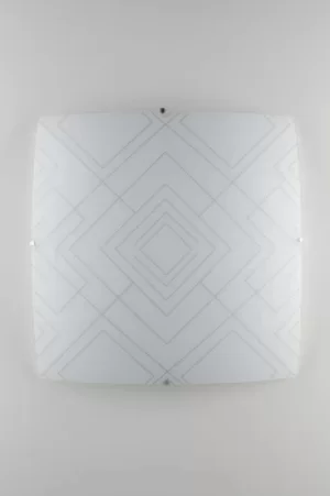 image of Vector Decorative Flush Ceiling Light, Glossy White Glass, E27