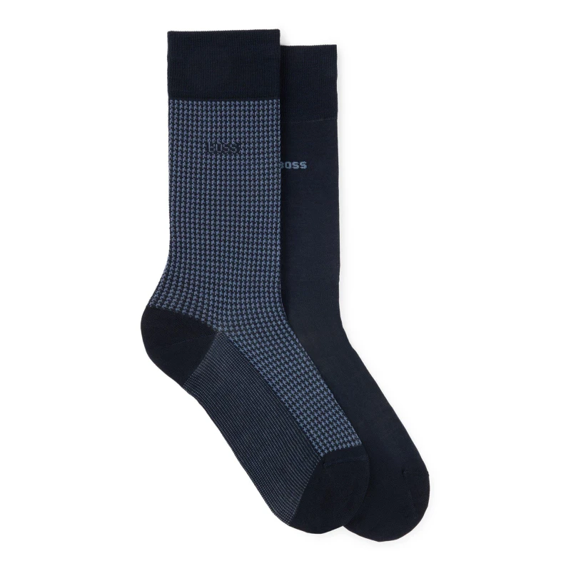 Image of Boss Boss 2p Houndstooth Mc 10257408 01 - Blue Blue 6 - 12 Months