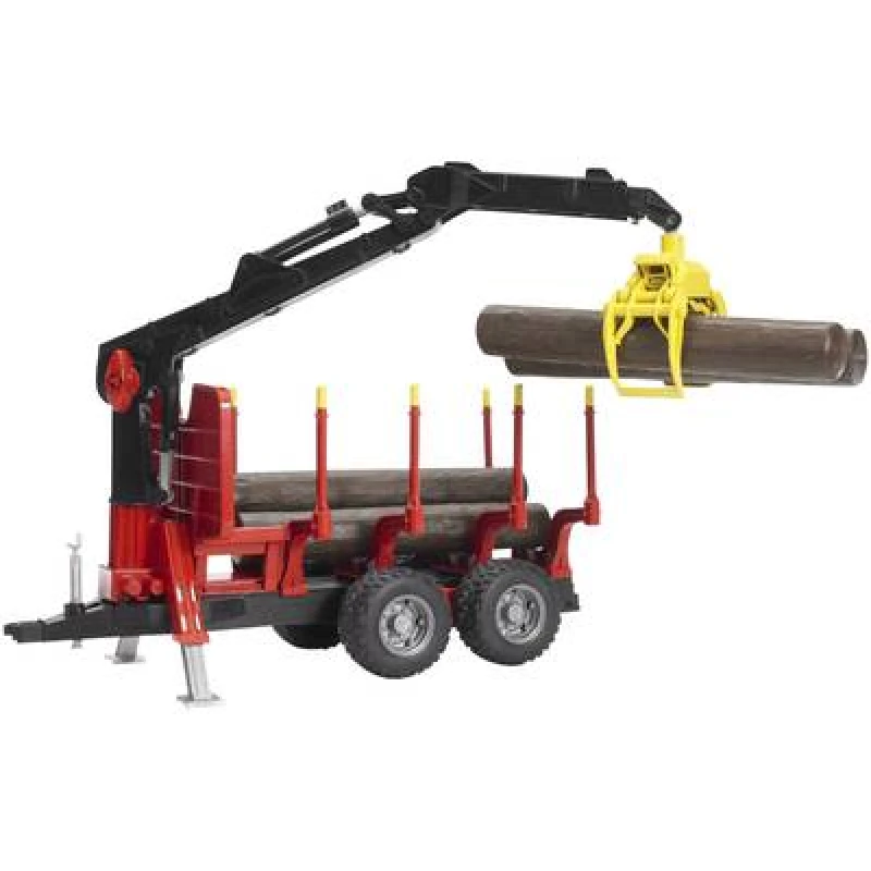 Image of Bruder bruder Brother back trailer with loading crane, 4 logs and timber grab 2252