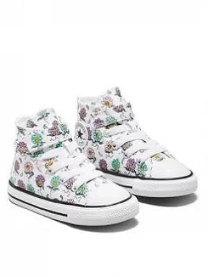 Image of Converse Chuck Taylor All Star Floral 1v Hi Infant Trainer, White/Purple, Size 5