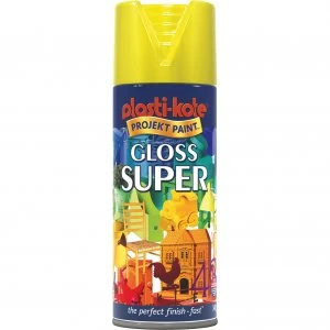 image of Plastikote Super Gloss Aerosol Spray Paint Yellow 400ml