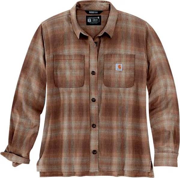Image of Carhartt Midweight Flannel Ladies Shirt, white-brown, Size XS for Women