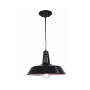 image of Agios Dome Ceiling Pendant 1 Light Steel Black