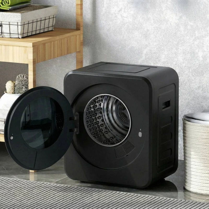 Image of HOMCOM 800W Compact Dryer Machine, 4 kg Small Vented Tumble Dryer in Black Unisex