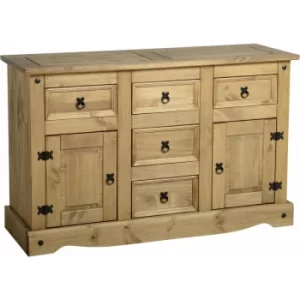 Image of Seconique Corona Mexican Solid Waxed Pine Furniture 2 Door 5 Drawer Sideboard