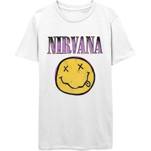 Image of Nirvana - Xerox Smiley Pink Unisex Large T-Shirt - White