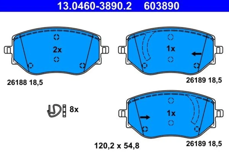 Image of Brake pad set ATE 13.0460-3890.2