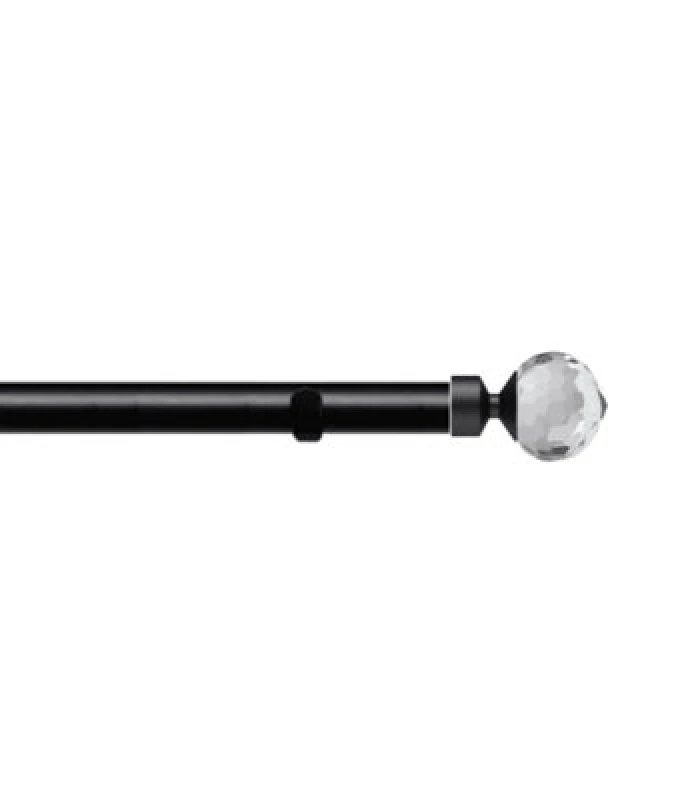 Image of Unknown 28mm Fixed Length Metal Eyelet Curtain Pole Set In Black - Bella Finial, 50Cm