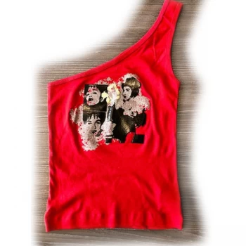 Image of Madonna - Shoulder Ladies Large T-Shirt Vest - Red