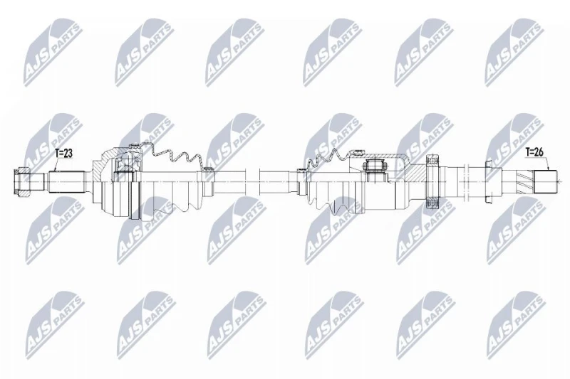 Image of NTY NPW-RE-136 Drive shaft Front Axle Right, with bearing(s) Drive Shaft (13)