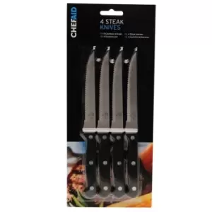 image of Chef Aid 4 Steak Knives - Black