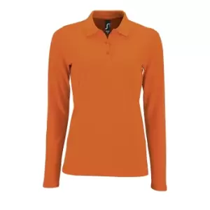 Image of SOLS Womens/Ladies Perfect Long Sleeve Pique Polo Shirt (L) (Orange)