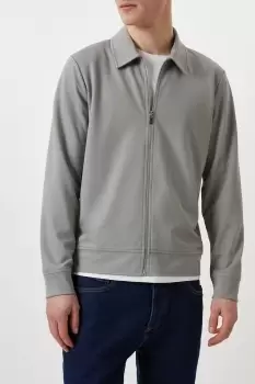 Image of Mens Light Grey Premium Zip Through Collared Jacket