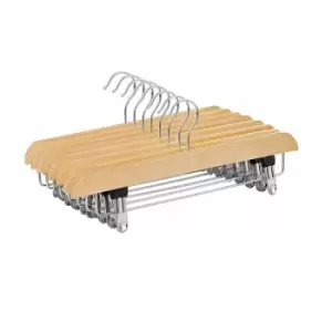 Image of Pack of 10 Wooden Clothes Garment Coat Skirt Trouser Hangers - Oypla