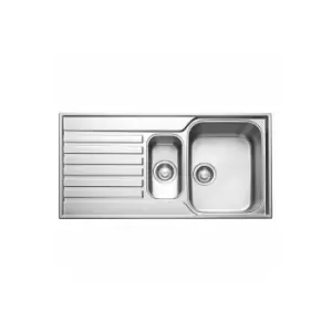 image of 1.5 Bowl Inset Chrome Stainless Steel Kitchen Sink with Reversible Drainer - Franke Ascona ASX 651