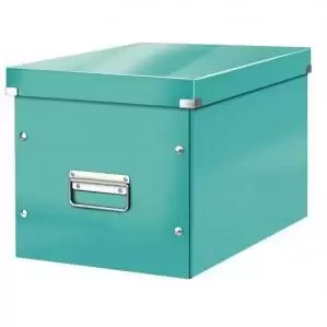 image of Leitz WOW Click & Store Cube Large Storage Box, Ice Blue. 61080051