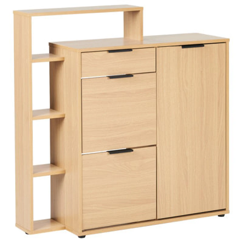 Image of Beliani Shoe Storage Cabinet Mirani Light Brown