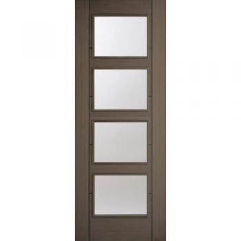 Image of LPD Vancouver Fully Finished Chocolate Grey 4 Light Glazed Internal Door - 1981mm x 762mm (78 inch x 30 inch)