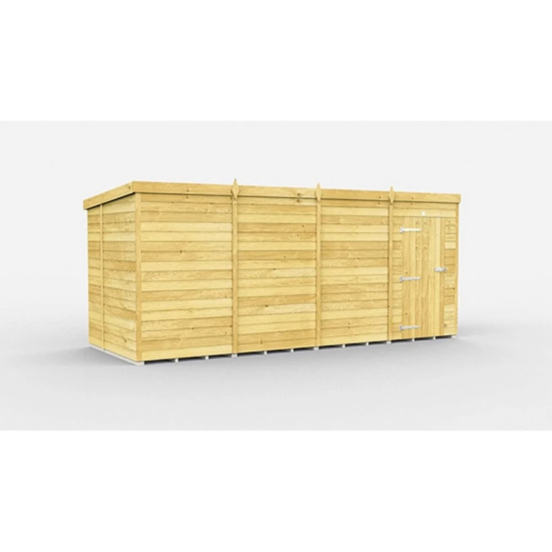 Image of Buttercup Farm 16 x 7 Feet Pent Shed - Single Door W/O Window - L214 x W474 x H201cm in Brown Brown Unisex