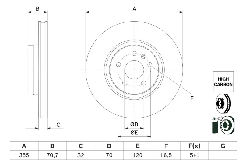 Image of Brake disc Bosch 0 986 479 G54