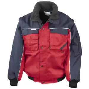 Image of Result Mens Workguard Zip Sleeve Heavy Duty Water Repellent Windproof Jacket (3XL) (Red/Navy)